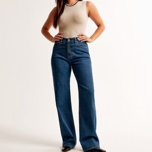 Abercrombie & Fitch Blue Relax curve love Jean women 18 high rise casual Y2K 90s